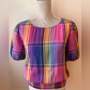 Ann Taylor Pink-Plaid Blouse